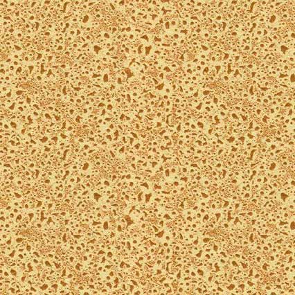 A close-up texture showing numerous small holes and porous surfaces in a golden-brown color, resembling the surface of bread, sponge, or foam material.