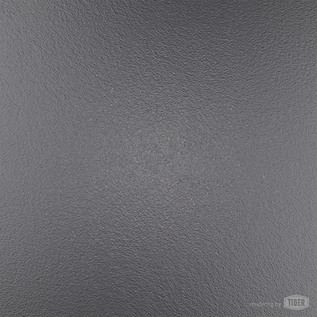 A textured gray leather or vinyl surface with a subtle grain pattern and small perforations scattered across the material.